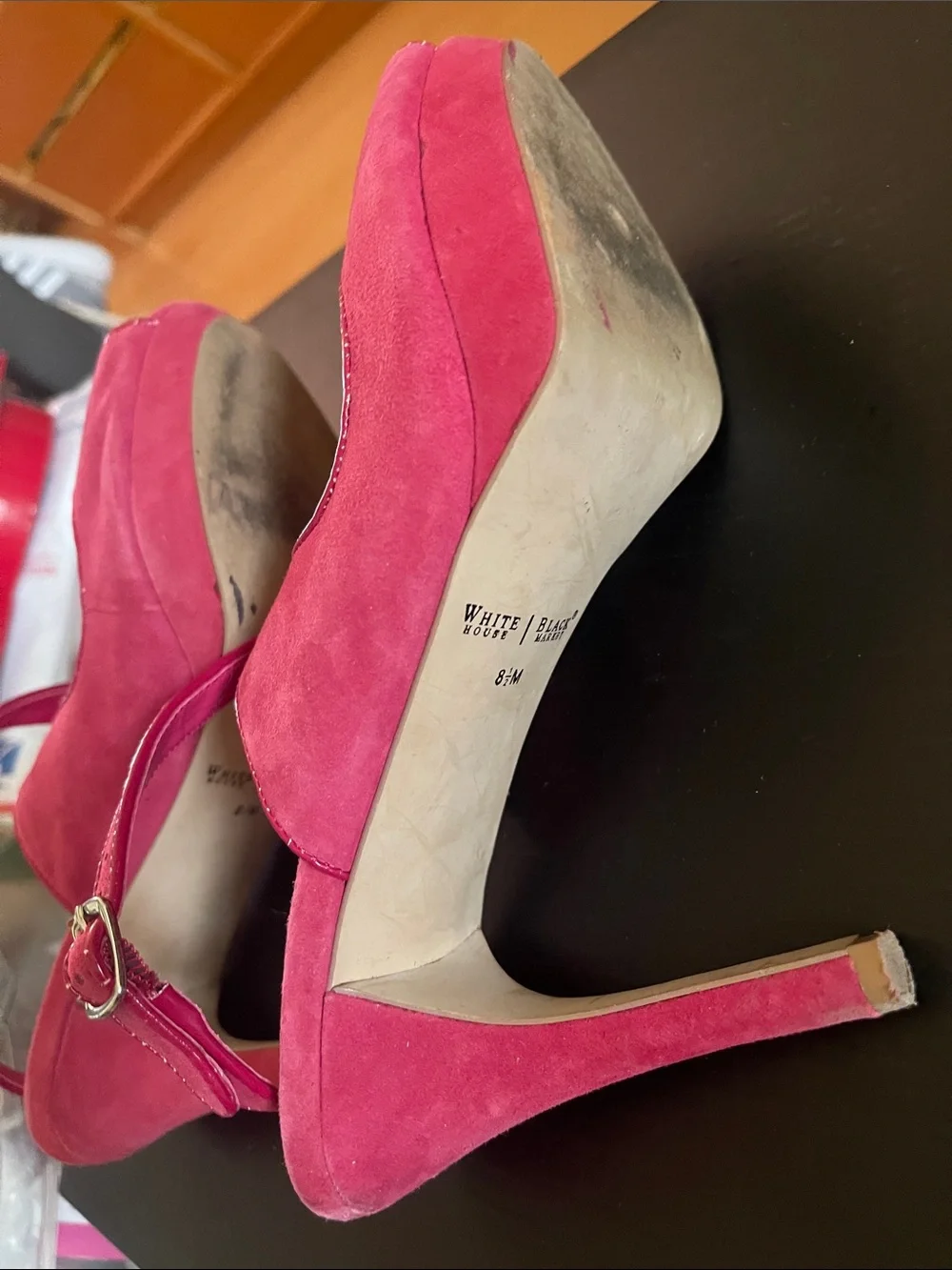 White House, black market /Fuchsia Pink  Crisscross Peep-Toe Heels